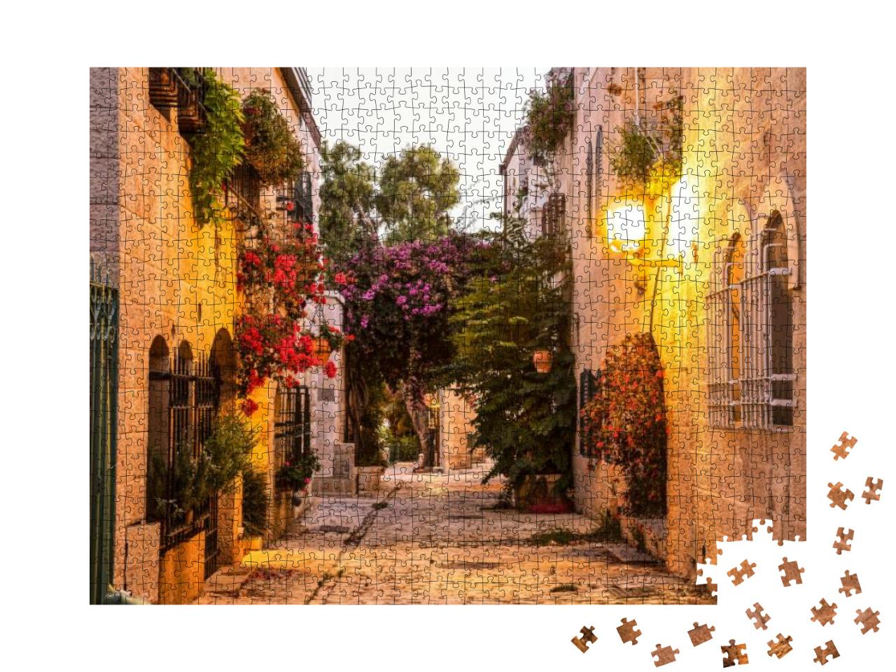 Puzzle 1000 Teile „Mishkenot Shaananim, alter Stadtteil von Jerusalem am Abend, Israel“