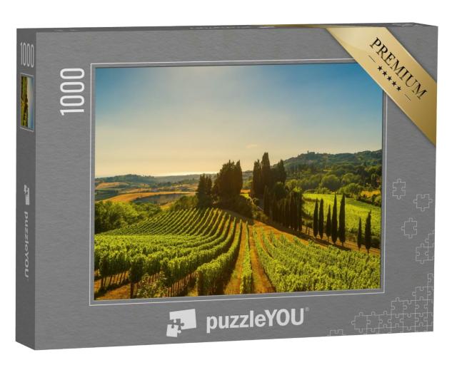 Puzzle 1000 Teile „Casale Marittimo, Dorf, Weinberge und Landschaft in der Maremma, Toskana, Italien“