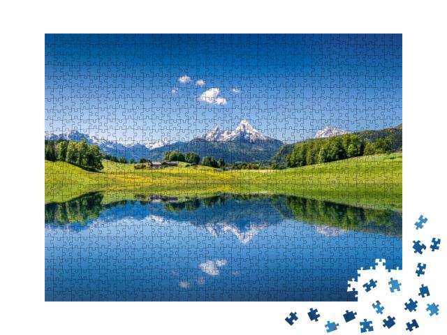 Puzzle 1000 Teile „Idyllische Sommerlandschaft in den Alpen“