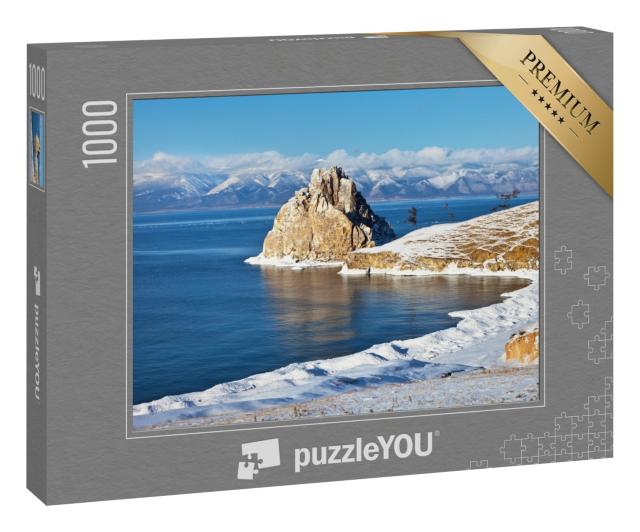 Puzzle 1000 Teile „Baikalsee im Schnee: Der Schamanka-Felsen“