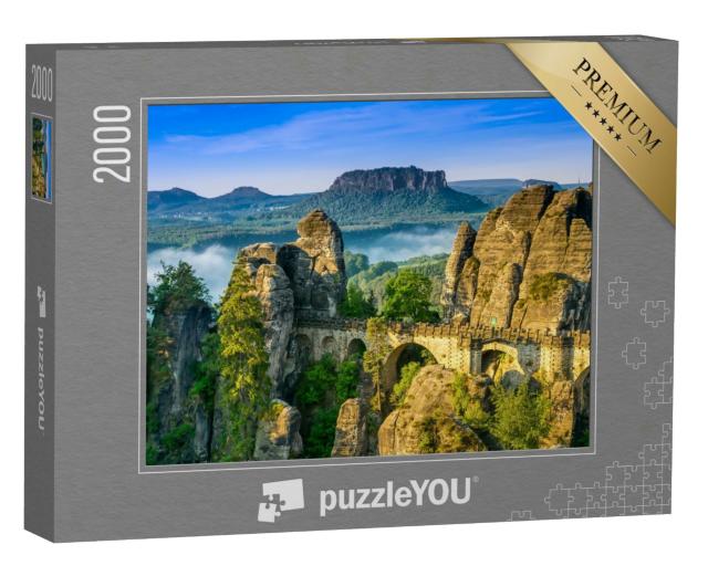 Puzzle 2000 Teile „Sonnenaufgang an der Bastei in der Sächsischen Schweiz, Deutschland“