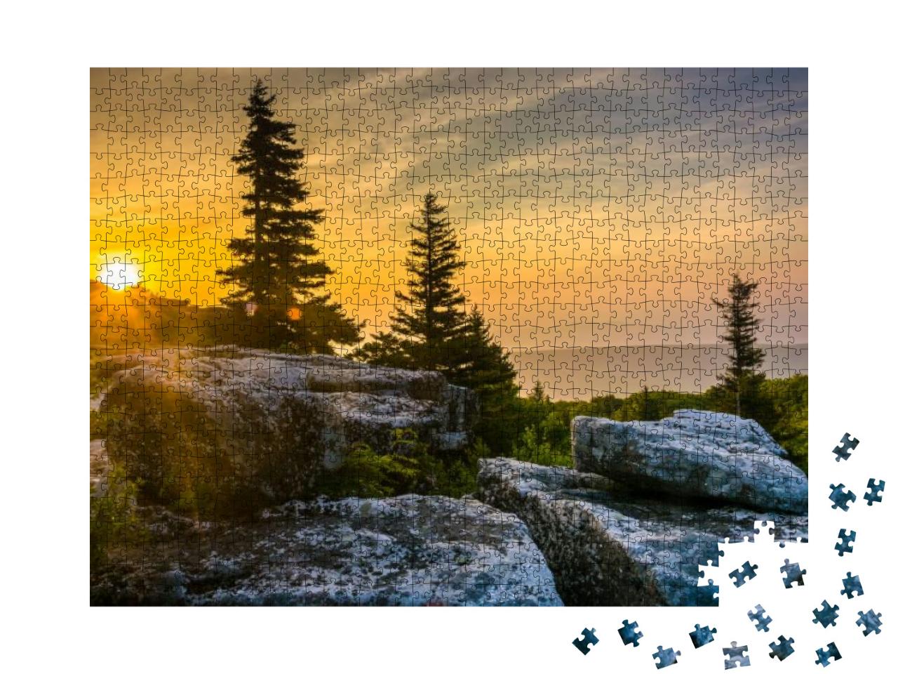 Puzzle 1000 Teile „Sonnenaufgang im Bear Rocks Preserve, in der Dolly Sods Wilderness, West Virginia“