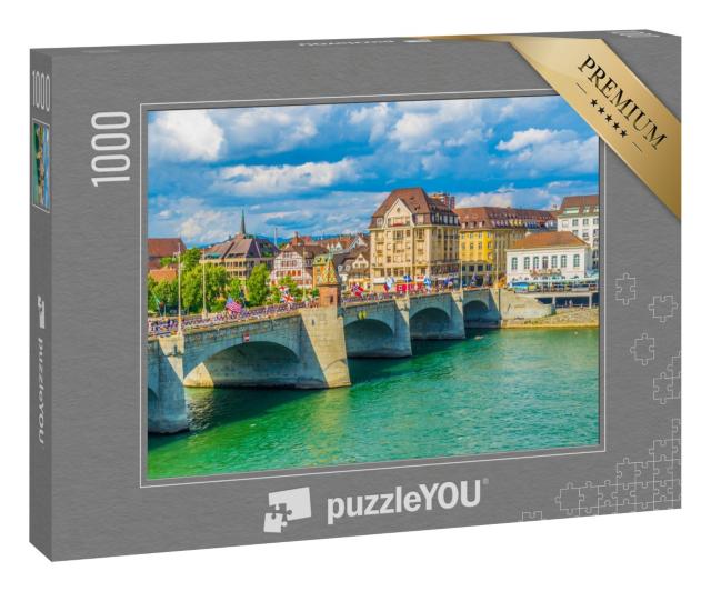 Puzzle 1000 Teile „Flussufer des Rheins in Basel, Schweiz“