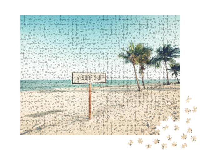 Puzzle 1000 Teile „Surfer willkommen: ein tropisches Strandparadies“