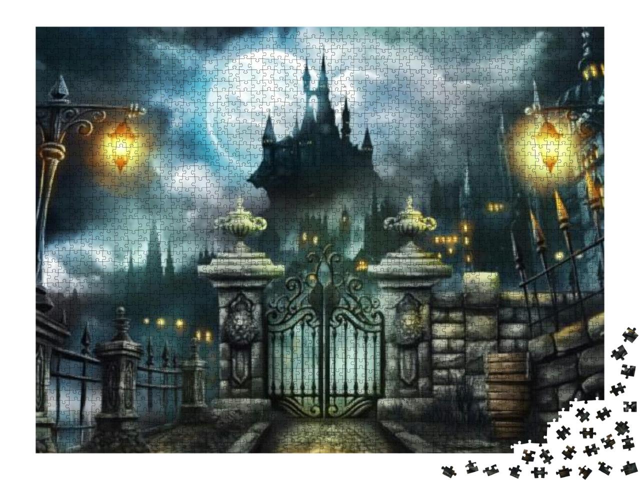 Puzzle 2000 Teile „Illustration: Halloween-Schloss“