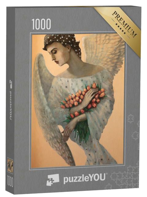 Puzzle 1000 Teile „Engel, Original Ölgemälde auf Leinwand“