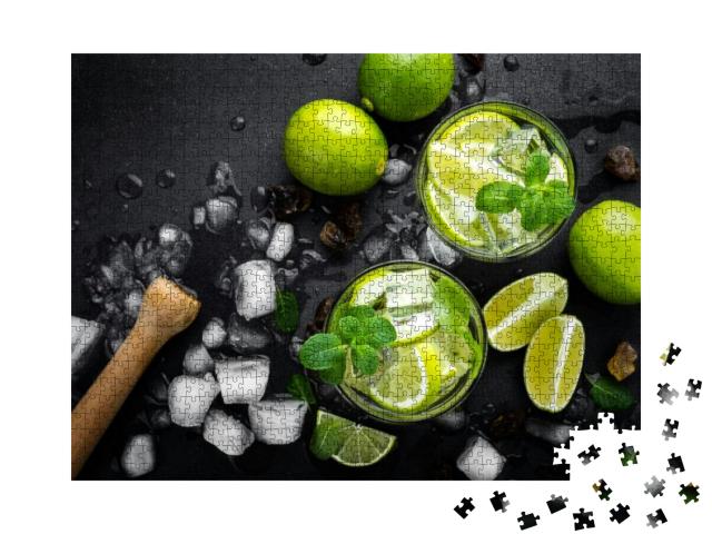 Puzzle 1000 Teile „Erfrischender Minzcocktail: Mojito mit Rum und Limette“