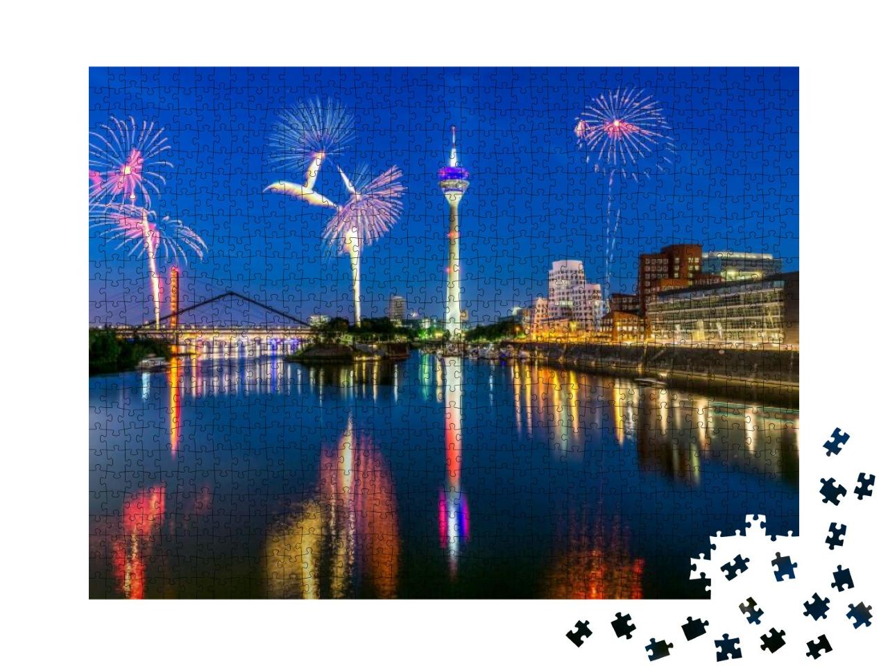 Puzzle 1000 Teile „Feuerwerk am Japanischen Tag, Düsseldorf“