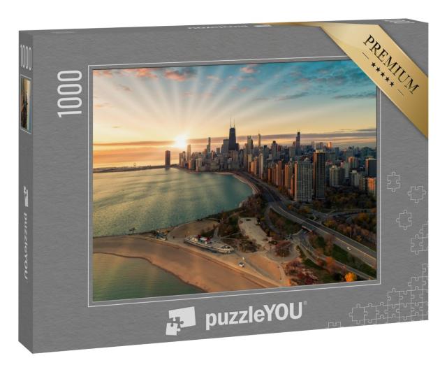 Puzzle 1000 Teile „Luftaufnahme von Chicago Downtown: Skyline“