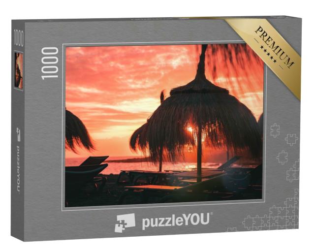 Puzzle 1000 Teile „Glühender Sonnenuntergang am Strand“