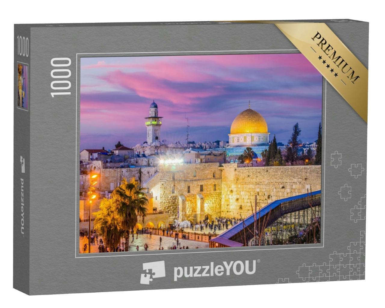 Puzzle 1000 Teile „Altstadt an der Westmauer mit Felsendom, Jerusalem, Isreal“