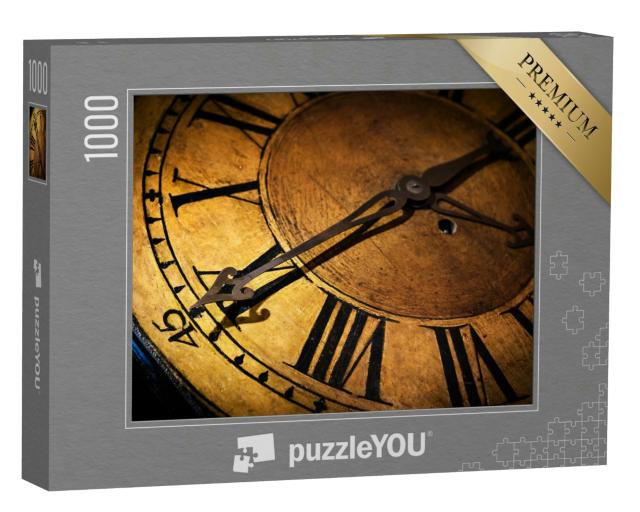 Puzzle 1000 Teile „Nahaufnahme einer antiken Uhr, Zeit, Geschichte, Wissenschaft“