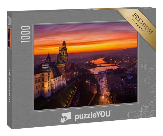 Puzzle 1000 Teile „Sonnenuntergang über dem Schloss Wawel, Krakau, Polen“
