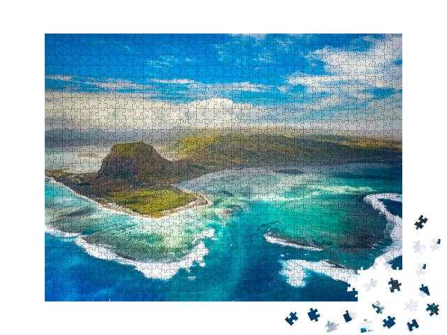 Puzzle 1000 Teile „Unterwasser-Wasserfalls auf Mauritius“