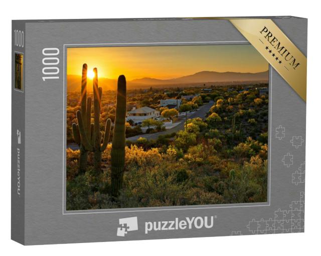 Puzzle 1000 Teile „Häuser zwischen Saguaro-Kakteen in Tucson, Arizona“