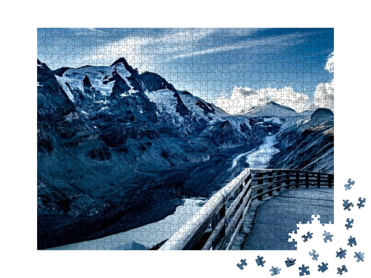 Puzzle 1000 Teile „Blick auf Kaiser Franz Josef im Nationalpark Hohe Tauern mit Großglockner“