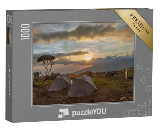 Puzzle 1000 Teile „Zelt nach Regen auf dem Kilimanjaro“