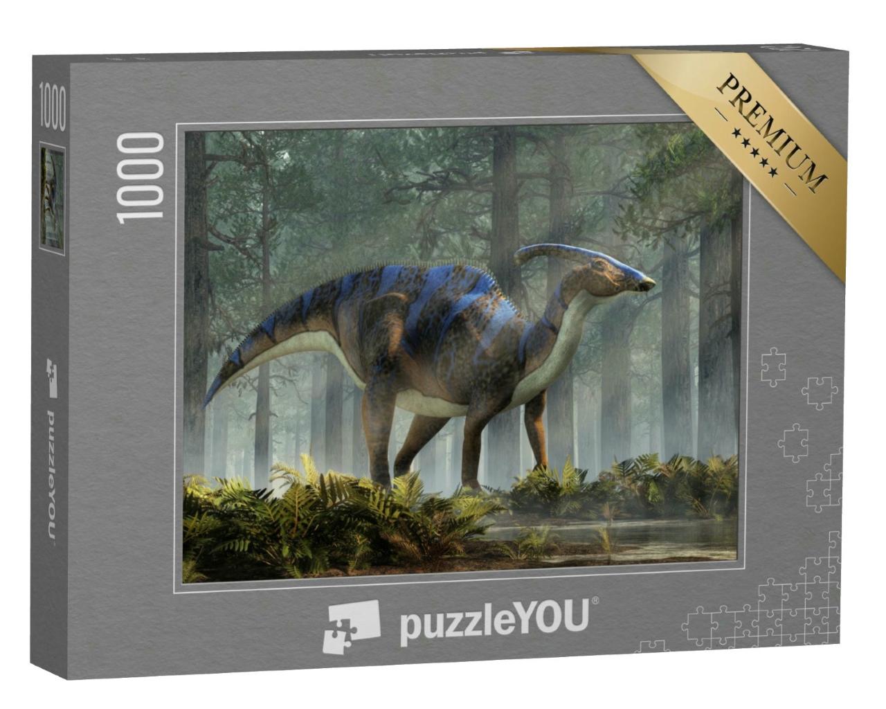 Puzzle 1000 Teile „Parasaurolophus, eine Art pflanzenfressender Dinosaurier, 3D-Rendering“