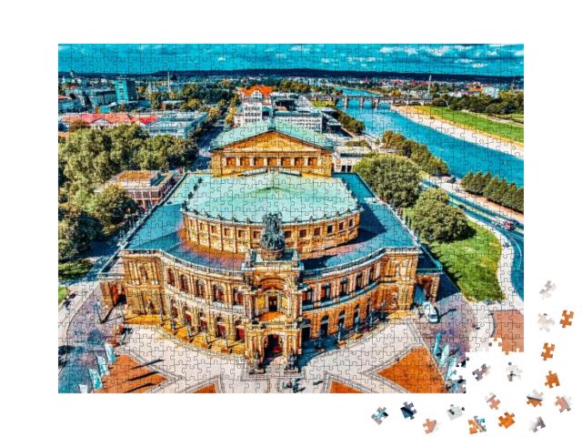 Puzzle 1000 Teile „Beeindruckender Blick auf die Semperoper, Dresden, Deutschland“