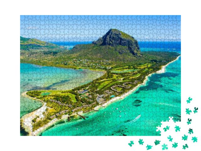 Puzzle 1000 Teile „Blaue Lagune am Fuße des Le Morne Brabant, Mauritius“