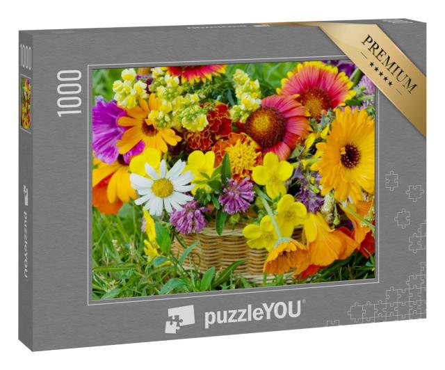 Puzzle 1000 Teile „Schöne Blumen in einem Korb“