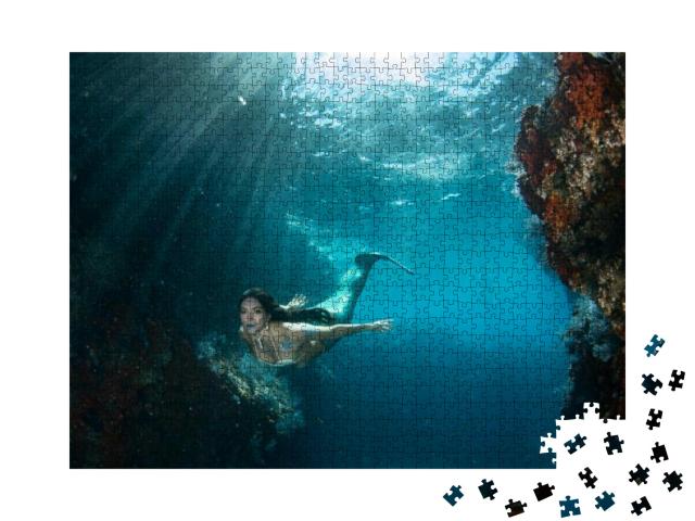 Puzzle 1000 Teile „Meerjungfrau im tiefen Ozean“