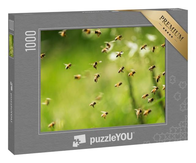 Puzzle 1000 Teile „Ein Bienenschwarm fliegt an einem sonnigen Tag“