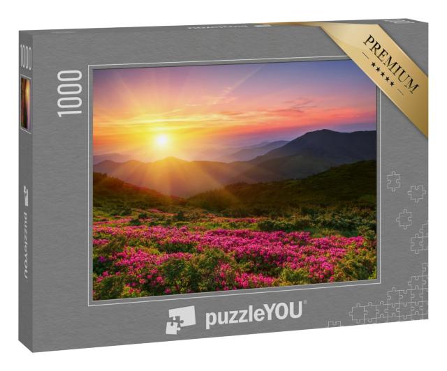 Puzzle 1000 Teile „Wunderschöner Sonnenuntergang über den Bergen“