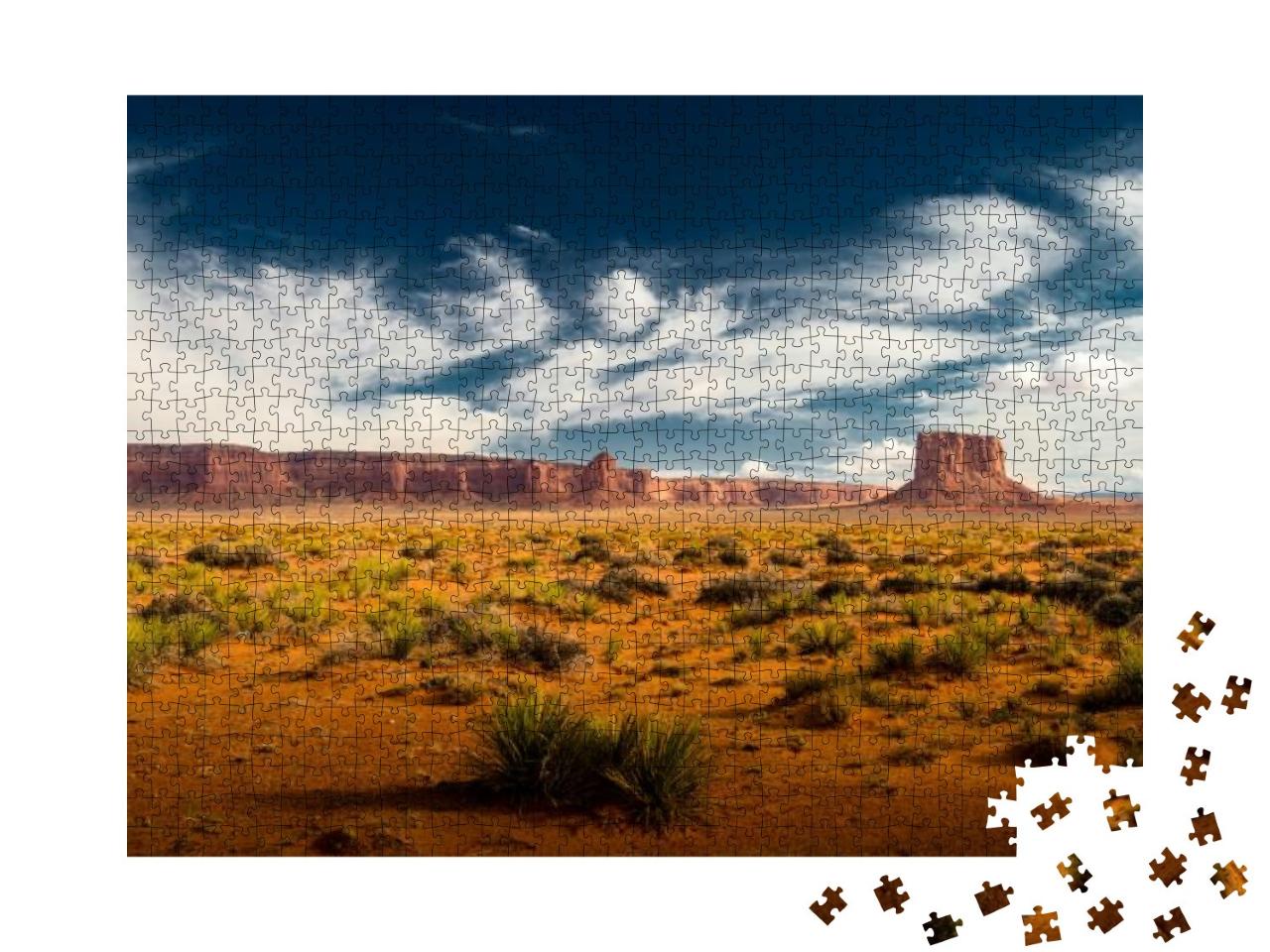 Puzzle 1000 Teile „Canyon-Land in Utah, bewölkter Himmel, imposante Felsen“
