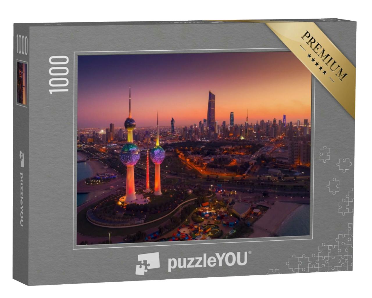Puzzle 1000 Teile „Eine wunderschöne Aufnahme des Staates Kuwait bei Nacht“