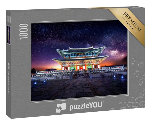 Puzzle 1000 Teile „Milchstraße hinter dem Gyeongbokgung-Palast, Seoul, Südkorea“