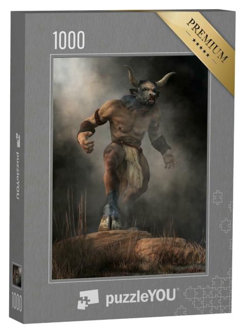 Puzzle 1000 Teile „Digitale Kunst: Minotaurus; halb Mensch, halb Stier“