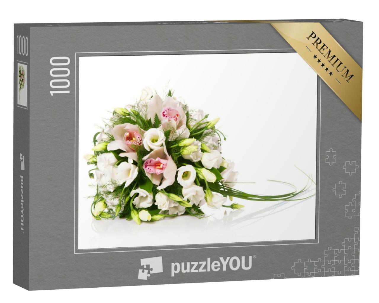 Puzzle 1000 Teile „Blumenstrauß, weißer Hintergrund“