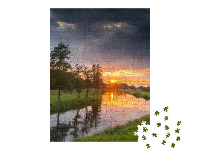 Puzzle 1000 Teile „Sonnenuntergang am Spreewald“