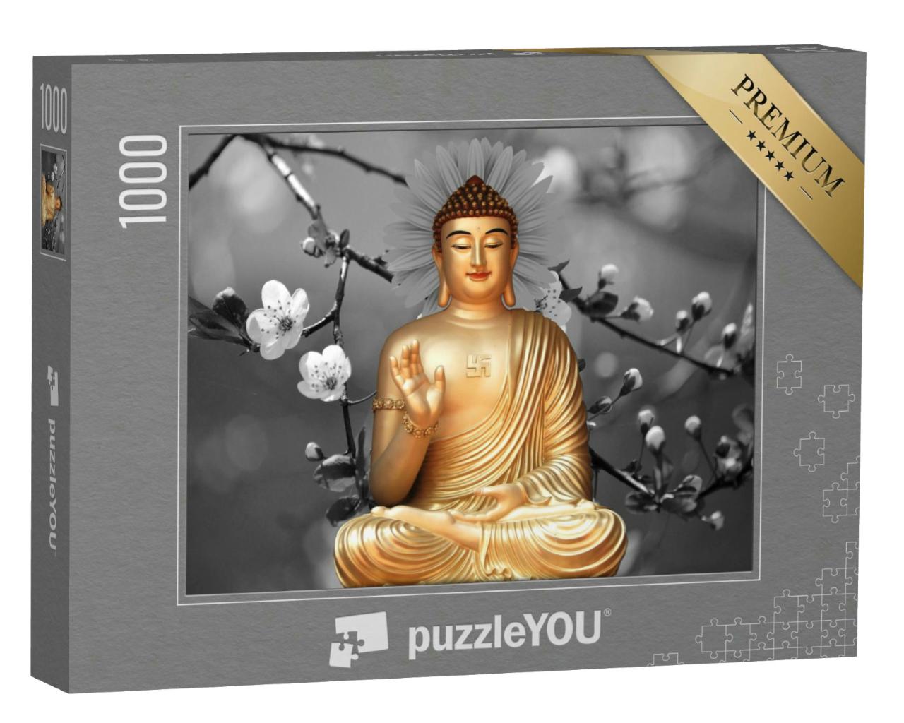 Puzzle 1000 Teile „Schöne Buddha-Tapete, Illustration in 3D“