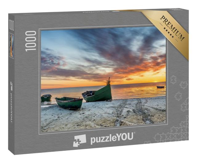 Puzzle 1000 Teile „Verankertes Fischerboot am Sandstrand der Ostsee“