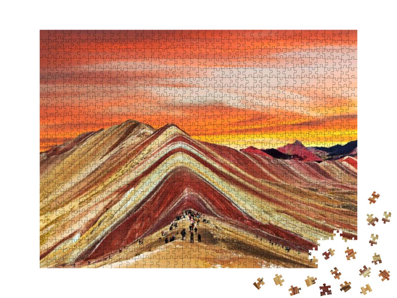 Puzzle 1000 Teile „Regenbogenberge in Peru“
