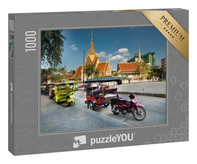 Puzzle 1000 Teile „Bunte Tuk Tuk Taxis, Kambodscha“