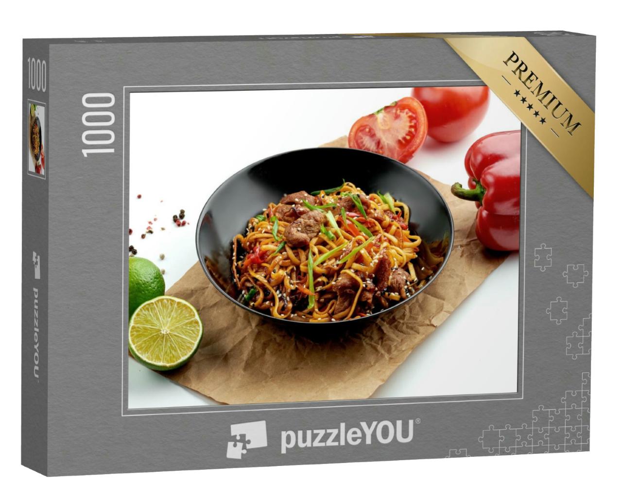 Puzzle 1000 Teile „Klassisches asiatisches Straßenessen: Udon-Wok-Nudeln“