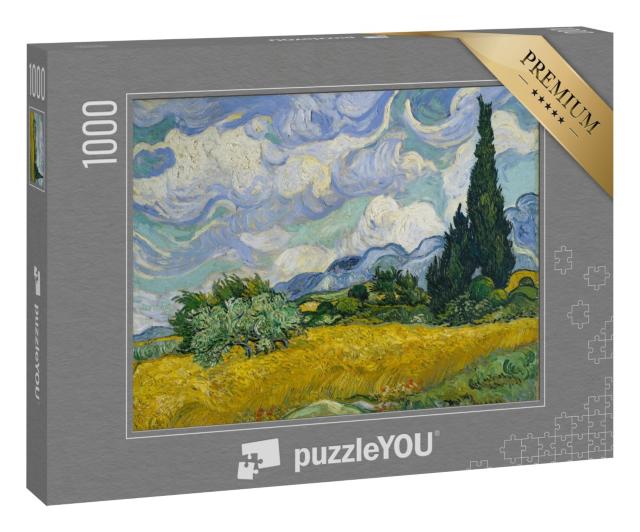 Puzzle 1000 Teile „Vincent van Gogh - Ein Weizenfeld mit Zypressen“