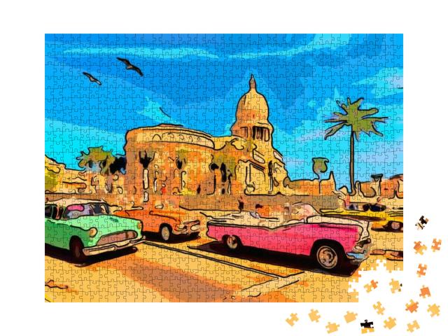Puzzle 1000 Teile „Illustration: Havanna, Kuba“