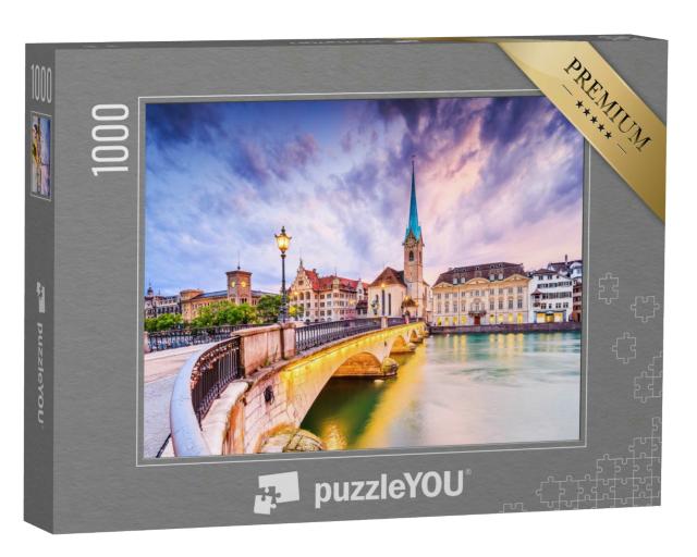 Puzzle 1000 Teile „Historisches Stadtzentrum von Zürich am Limmat“