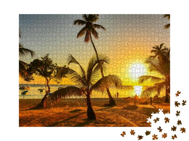 Puzzle 1000 Teile „Sonnenuntergang in der Karibik, Dominikanische Republik“