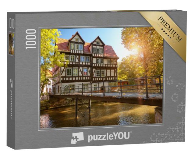 Puzzle 1000 Teile „Historisches Fachwerkhaus an der Gera, Erfurt“