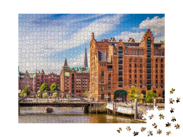 Puzzle 1000 Teile „Speicherstadt in Hamburg im Sommer“