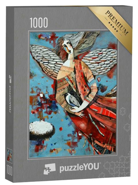 Puzzle 1000 Teile „Aquarellmalerei: Schutzengel“