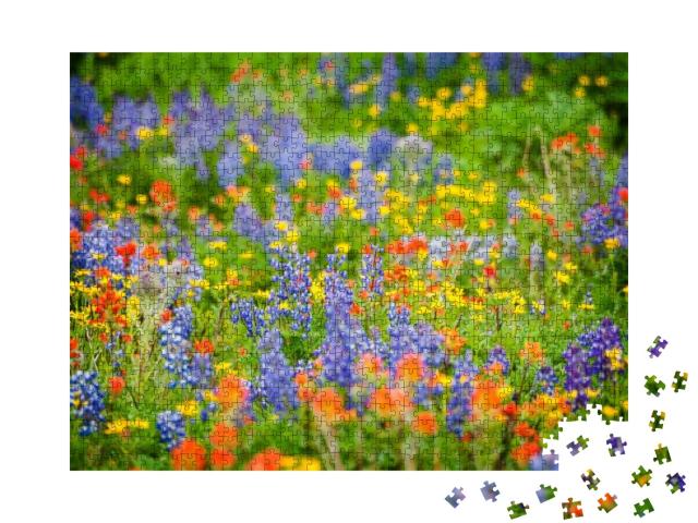 Puzzle 1000 Teile „Wildblumen in voller Pracht: Lupine, Indian Paintbrush und Yellow Asters“