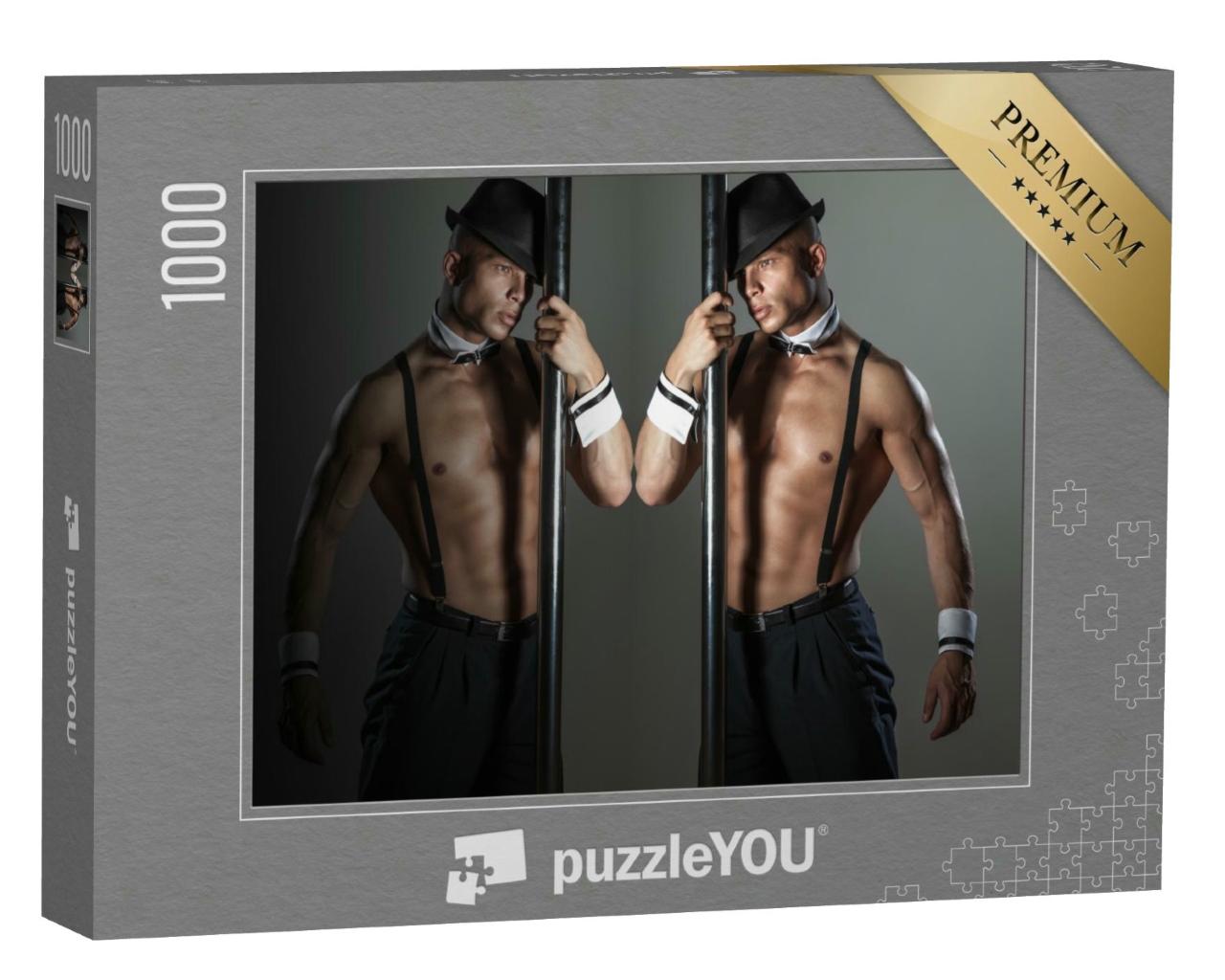 Puzzle 1000 Teile „Sexy Tänzer mit Hut an der Stange“