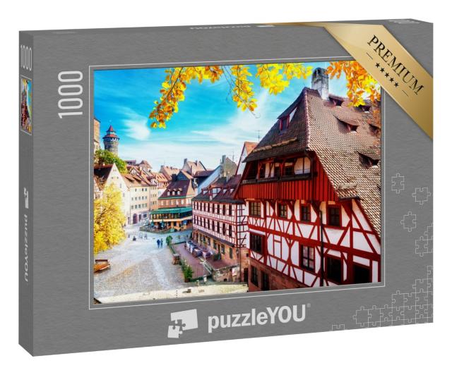 Puzzle 1000 Teile „Altstadt von Nürnberg im sonnigen Herbst, Deutschland“