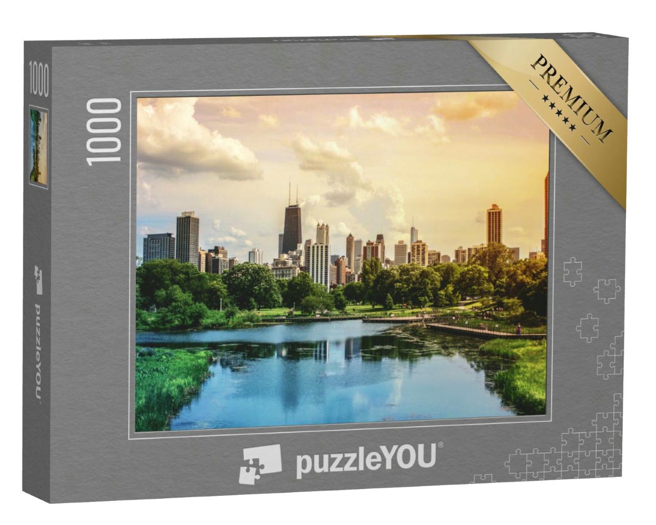 Puzzle 1000 Teile „Chicago: Blick vom Lincoln Park auf Skyline und Stadt“